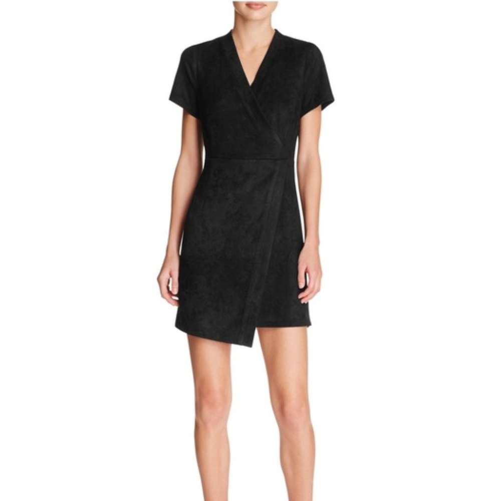 Aqua Faux Suede Wrap Dress